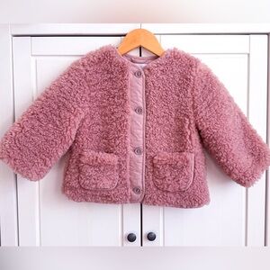 Zara BabyGirl Shearling Jacket with Polka Dot Lining - 2/3 years